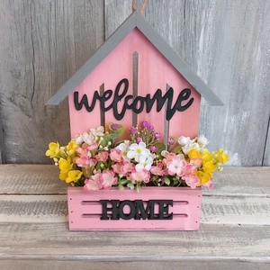  Virágüdvözlet  - Tavaszi Ajtódísz/Virágos Ajtódísz/Ajtódísz/Falidísz/Vintage Virágdísz - otthon & életmód - dekoráció - ajtó- és ablak dekoráció - ajtódísz & kopogtató - Meska.hu