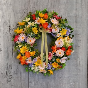 Virágmező - Virágos Kopogtató/Tavaszi Kopogtató/Tavaszi Ajtódísz/Nyári Ajtódísz/Ajtódísz /Falidísz/Koszorú - otthon & életmód - dekoráció - ajtó- és ablak dekoráció - ajtódísz & kopogtató - Meska.hu