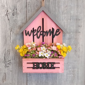  Virágüdvözlet  - Tavaszi Ajtódísz/Virágos Ajtódísz/Ajtódísz/Falidísz/Vintage Virágdísz - Meska.hu