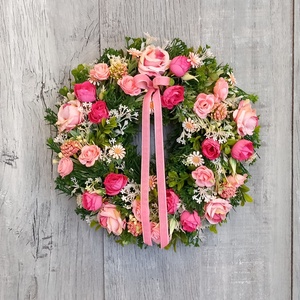 Rózsaálom- Virágos Kopogtató/Tavaszi Kopogtató/Tavaszi Ajtódísz/Nyári Ajtódísz/Ajtódísz /Falidísz/Koszorú, Otthon & Életmód, Dekoráció, Ajtó- és ablak dekoráció, Ajtódísz & Kopogtató, Virágkötés, MESKA