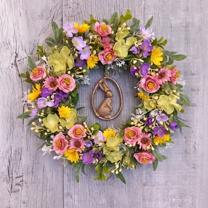 VirágVarázslat- Virágos Kopogtató/Tavaszi Kopogtató/Tavaszi Ajtódísz/Húsvéti Ajtódísz/Falidísz/Koszorú, Otthon & Életmód, Dekoráció, Ajtó- és ablak dekoráció, Ajtódísz & Kopogtató, Virágkötés, MESKA