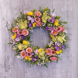 VirágVarázslat- Virágos Kopogtató/Tavaszi Kopogtató/Tavaszi Ajtódísz/Húsvéti Ajtódísz/Falidísz/Koszorú - otthon & életmód - dekoráció - ajtó- és ablak dekoráció - ajtódísz & kopogtató - Meska.hu