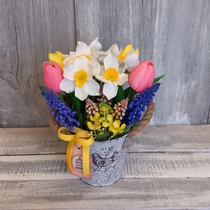  Vintage Tavasz - Tavaszi Asztaldísz/Virágos Asztaldísz/Köszöntő Virágdísz, Otthon & Életmód, Virágdekoráció, Virágdíszek, Virágdísz kaspóban, Virágkötés, MESKA