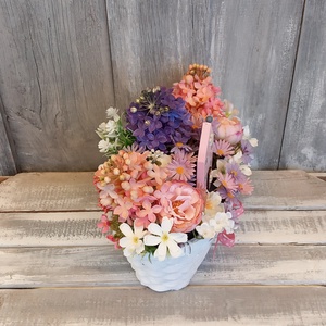 Virágoskert Házikója  - Tavaszi Asztaldísz/Virágos Asztaldísz/Asztaldísz/Virágajándék/Virágkosár - otthon & életmód - virágdekoráció - virágdíszek - virágdísz kaspóban - Meska.hu