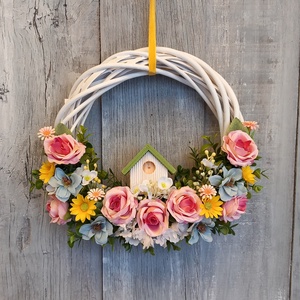 Faházikón Kopogtass- Virágos Kopogtató/Tavaszi Kopogtató/Tavaszi Ajtódísz/Ajtódísz/Falidísz/Koszorú - otthon & életmód - dekoráció - ajtó- és ablak dekoráció - ajtódísz & kopogtató - Meska.hu