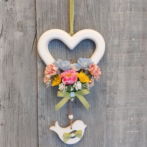 VirágosSzív- Virágos Kopogtató/Tavaszi Kopogtató/Tavaszi Ajtódísz/Ajtódísz/Falidísz/Koszorú - Meska.hu
