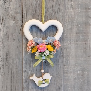 VirágosSzív- Virágos Kopogtató/Tavaszi Kopogtató/Tavaszi Ajtódísz/Ajtódísz/Falidísz/Koszorú - otthon & életmód - dekoráció - ajtó- és ablak dekoráció - ajtódísz & kopogtató - Meska.hu