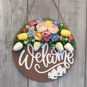 TavaszÜdvözlet- Tavaszi Ajtódísz/Virágos Kopogtató/Tavaszi Kopogtató/Tavaszi Falidísz - Meska.hu