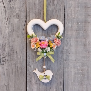 VirágosSzív- Virágos Kopogtató/Tavaszi Kopogtató/Tavaszi Ajtódísz/Ajtódísz/Falidísz/Koszorú - Meska.hu