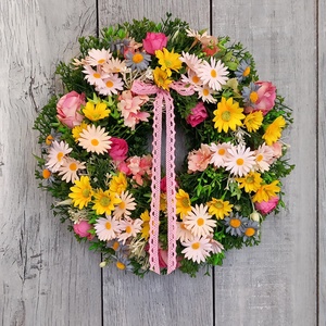 Színes Virágmező- Tavaszi Kopogtató/Virágos Kopogtató/Tavaszi Ajtódísz/Nyári Ajtódísz/Falidísz/Koszorú - Meska.hu