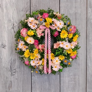 Színes Virágmező- Tavaszi Kopogtató/Virágos Kopogtató/Tavaszi Ajtódísz/Nyári Ajtódísz/Falidísz/Koszorú - otthon & életmód - dekoráció - ajtó- és ablak dekoráció - ajtódísz & kopogtató - Meska.hu