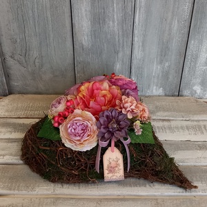 VesszőSzív Virágai - Virágos Asztaldísz/Rózsás Asztaldísz/ Virágdísz/Virágdekoráció - Meska.hu