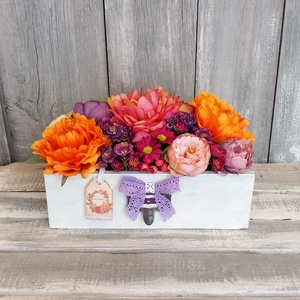 Rusztikus Fafiók Virágai - Virágos Asztaldísz/Vintage Asztaldísz/ Virágdísz/Virágdekoráció - Meska.hu