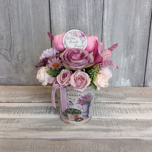 Virágok Lilában- Anyák-napi Asztaldísz/Tavaszi Asztaldísz/Virágos Asztaldísz/Köszöntő Asztaldísz - Meska.hu