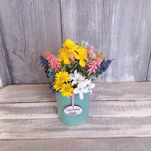  Színes Tavasz  - Tavaszi Asztaldísz/Virágos Asztaldísz/Anyák-napi Asztaldísz, Otthon & Életmód, Virágdekoráció, Virágdíszek, Virágdísz kaspóban, Virágkötés, MESKA