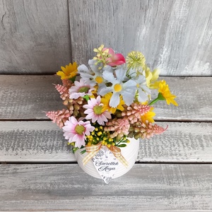  Szeretet-Szív Virágai  - Tavaszi Asztaldísz/Virágos Asztaldísz/Köszöntő Virágdísz/Anyák-napi Asztaldísz - otthon & életmód - virágdekoráció - virágdíszek - virágdísz kaspóban - Meska.hu