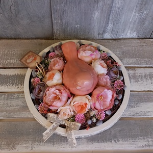  Kismadár Virágfészekben  - Tavaszi Asztaldísz/Virágos Asztaldísz/Köszöntő Virágdísz/Asztaldísz/Vintage Virágdísz - otthon & életmód - virágdekoráció - virágdíszek - asztali virágdísz - Meska.hu