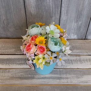  Szeretettel  - Tavaszi Asztaldísz/Virágos Asztaldísz/Köszöntő Virágdísz/Asztaldísz/Virágdísz - otthon & életmód - virágdekoráció - virágdíszek - virágdísz kaspóban - Meska.hu