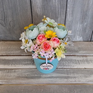  Szeretettel  - Tavaszi Asztaldísz/Virágos Asztaldísz/Köszöntő Virágdísz/Asztaldísz/Virágdísz - otthon & életmód - virágdekoráció - virágdíszek - virágdísz kaspóban - Meska.hu