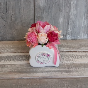  VirágosSzív  - Anyák-napi Asztaldísz/Virágos Asztaldísz/Köszöntő Virágdísz/, Otthon & Életmód, Virágdekoráció, Virágdíszek, Virágdísz kaspóban, Virágkötés, MESKA