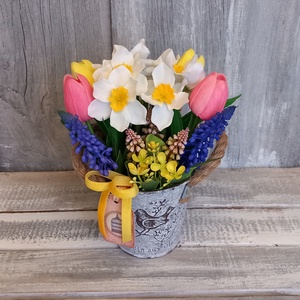  Vintage Tavasz - Tavaszi Asztaldísz/Virágos Asztaldísz/Köszöntő Virágdísz, Otthon & Életmód, Virágdekoráció, Virágdíszek, Virágdísz kaspóban, Virágkötés, MESKA