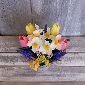  Vintage Tavasz - Tavaszi Asztaldísz/Virágos Asztaldísz/Köszöntő Virágdísz - otthon & életmód - virágdekoráció - virágdíszek - virágdísz kaspóban - Meska.hu