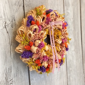 Színes Kócoska- Szárazvirág Ajtódísz/Tavaszi Ajtódísz/Szárazvirág Kopogtató/Nyári Ajtódísz/Falidísz/Koszorú - otthon & életmód - dekoráció - ajtó- és ablak dekoráció - ajtódísz & kopogtató - Meska.hu