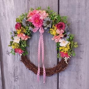 SzínVarázslat - Tavaszi Ajtódísz/Virágos Ajtódísz/Tavaszi Koszorú/Nyári Ajtódísz/Falidísz/Koszorú - otthon & életmód - dekoráció - ajtó- és ablak dekoráció - ajtódísz & kopogtató - Meska.hu