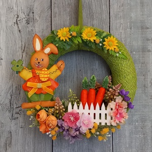 Húsvéti Mese- Húsvéti Ajtódísz/Tavaszi Ajtódísz/Húsvéti Virágdísz/Húsvéti Koszorú/Falidísz/Koszorú, Otthon & Életmód, Dekoráció, Ajtó- és ablak dekoráció, Ajtódísz & Kopogtató, Virágkötés, MESKA