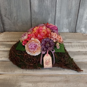 VesszőSzív Virágai - Virágos Asztaldísz/Rózsás Asztaldísz/ Virágdísz/Virágdekoráció, Otthon & Életmód, Virágdekoráció, Virágdíszek, Asztali virágdísz, Virágkötés, MESKA