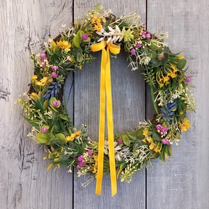 Itt A Tavasz- Tavaszi Kopogtató/Virágos Kopogtató/Tavaszi Ajtódísz/Ajtódísz/Falidísz/Koszorú, Otthon & Életmód, Dekoráció, Ajtó- és ablak dekoráció, Ajtódísz & Kopogtató, Virágkötés, MESKA