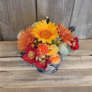 Színpompa - Nyári Asztaldísz/Virágos Asztaldísz/Köszöntő Virágdísz/Virágdekoráció - otthon & életmód - virágdekoráció - virágdíszek - virágdísz kaspóban - Meska.hu