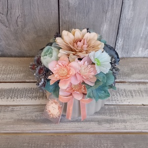 Vintage Kékség - Anyák-napi Asztaldísz/Tavaszi Asztaldísz/Virágos Asztaldísz/Köszöntő Asztaldísz - otthon & életmód - virágdekoráció - virágdíszek - virágdísz kaspóban - Meska.hu