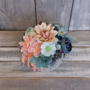 Vintage Kékség - Anyák-napi Asztaldísz/Tavaszi Asztaldísz/Virágos Asztaldísz/Köszöntő Asztaldísz - otthon & életmód - virágdekoráció - virágdíszek - virágdísz kaspóban - Meska.hu