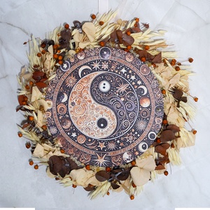 Jin�jang mandala kopogtató szárazvirágokkal és citrinnel - Meska.hu