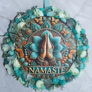 Namaste-Aventurin energiával díszített ajtó és falidísz, Otthon & Életmód, Dekoráció, Ajtó- és ablak dekoráció, Ajtódísz & Kopogtató, Virágkötés, MESKA
