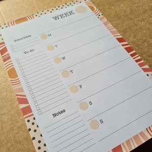 Angol nyelvű heti tervező jegyzettömb / Weekly Planner notepad - otthon & életmód - papír, írószer - jegyzetfüzet & napló - Meska.hu
