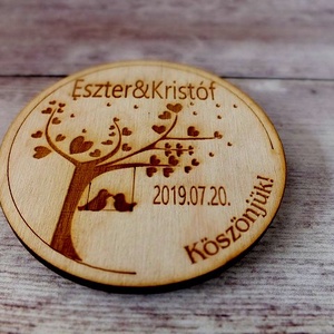 Köszönőajándék fa és szív motívummal  hűtőmágnes -  - Meska.hu