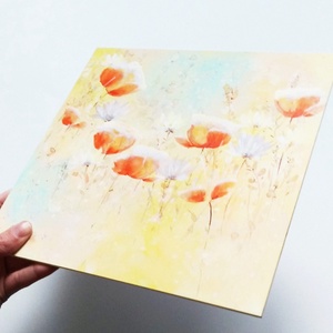 Pipacsos selyem festmény 25x25 cm - művészet - festmény - festmény vegyes technika - Meska.hu