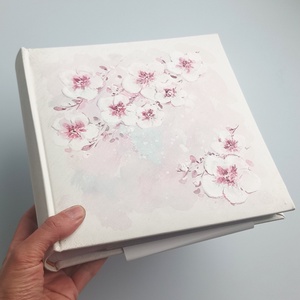 Cseresznyevirágos fotóalbum egyedi szöveggel, 10x15 cm-es fotóknak - esküvő - emlék & ajándék - album & fotóalbum - Meska.hu