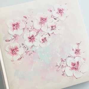 Cseresznyevirágos fotóalbum egyedi szöveggel, 10x15 cm-es fotóknak - esküvő - emlék & ajándék - album & fotóalbum - Meska.hu
