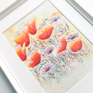 Pipacsos festmény keretben: 32 x 42 cm - művészet - festmény - festmény vegyes technika - Meska.hu