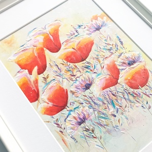 Pipacsos festmény keretben: 32 x 42 cm - Meska.hu