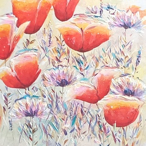 Pipacsos festmény keretben: 32 x 42 cm - művészet - festmény - festmény vegyes technika - Meska.hu