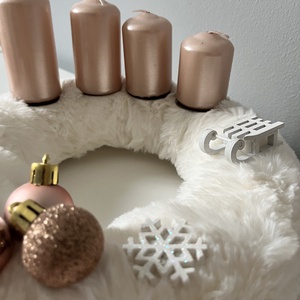 Adventi koszorú rózsaszín-fehér árnyalatban - karácsony - adventi díszek - adventi koszorú - Meska.hu