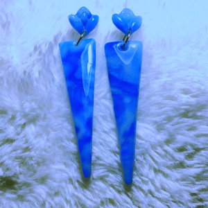 Indigo Háromszög Fülbevaló - ékszer - fülbevaló - lógó fülbevaló - Meska.hu