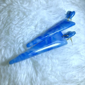 Indigo Háromszög Fülbevaló - ékszer - fülbevaló - lógó fülbevaló - Meska.hu