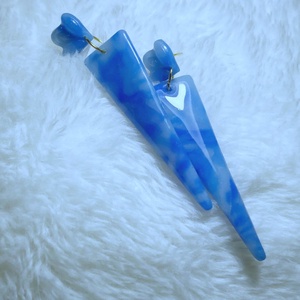 Indigo Háromszög Fülbevaló - ékszer - fülbevaló - lógó fülbevaló - Meska.hu