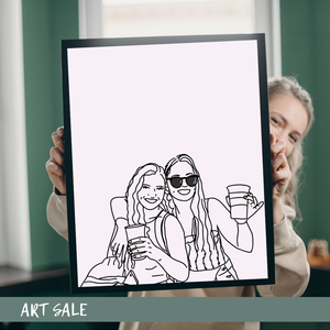 Minimalista digitális vonalrajz - barátnős személyreszabott ajándék - művészet - grafika & illusztráció - digitális - Meska.hu