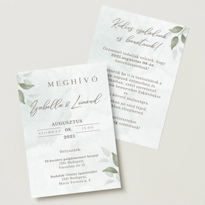 Modern esküvői meghívó - akvarell leveles személyre szabott digitális termék - Meska.hu